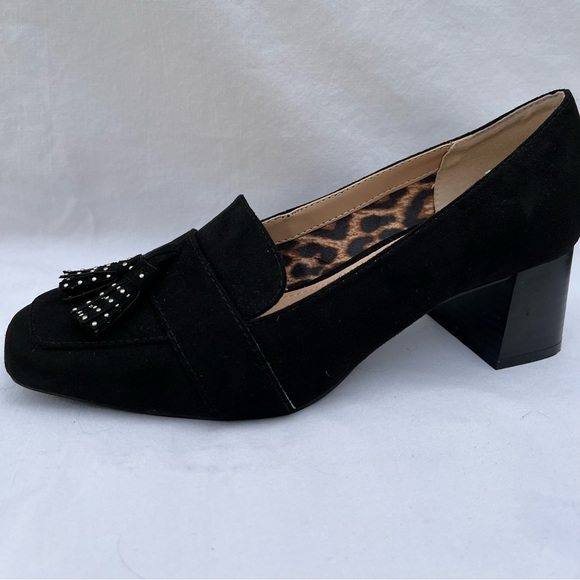 Kelly & Katie Black Microsuede Heel Loafer Tassel Shoes SIZE 6M. NWOT - Picture 10 of 12